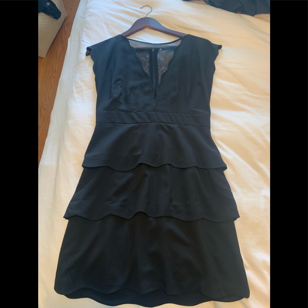 Black mini dress with mesh front